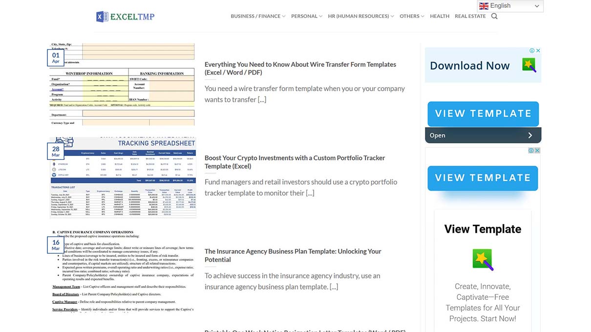 Spam website example: exceltmp