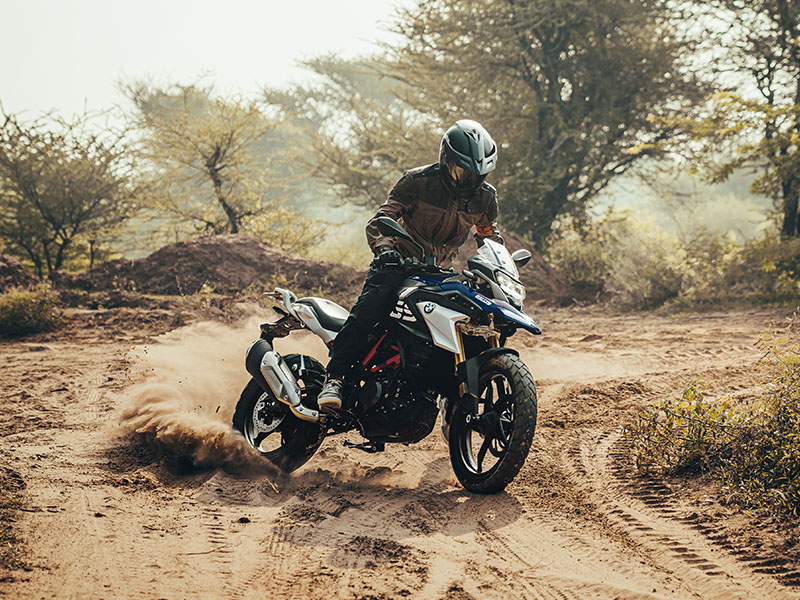 BMW G 310 RS lightweight adventure motorcycle off road.