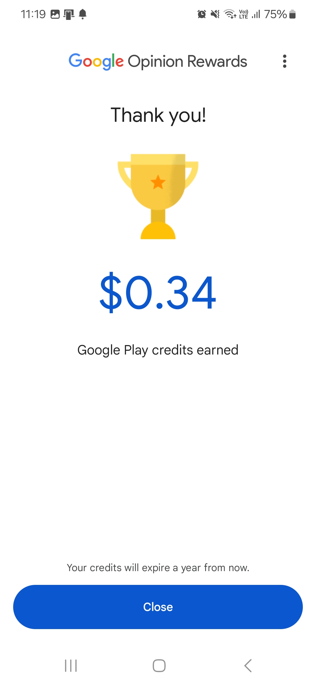 Google Opinion Rewards Payment Amount