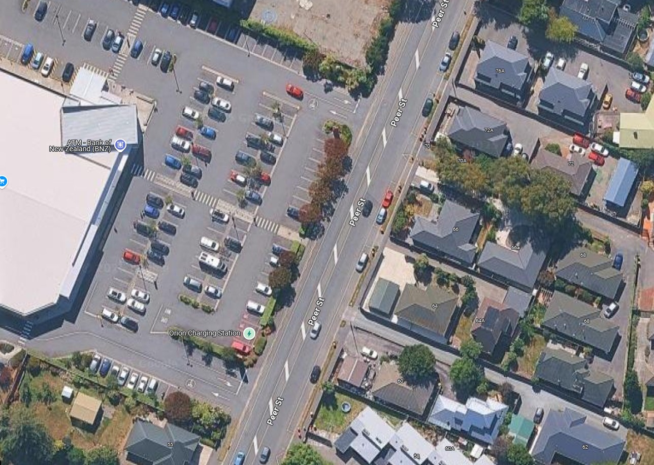 A flush median strip in Christchurch, New Zealand