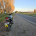 A learner motorcycle rider by a road in New Zealand