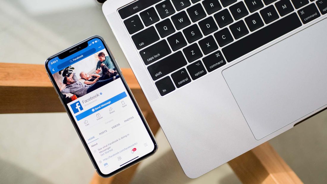 Mobile phone showing Facebook app.