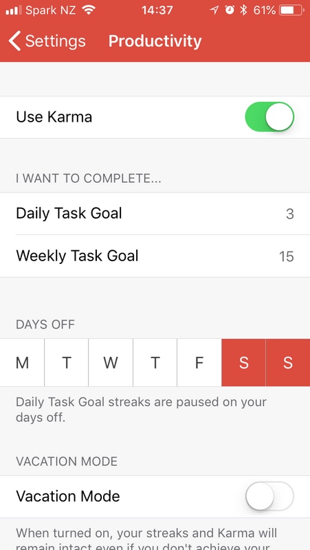 Todoist App Settings