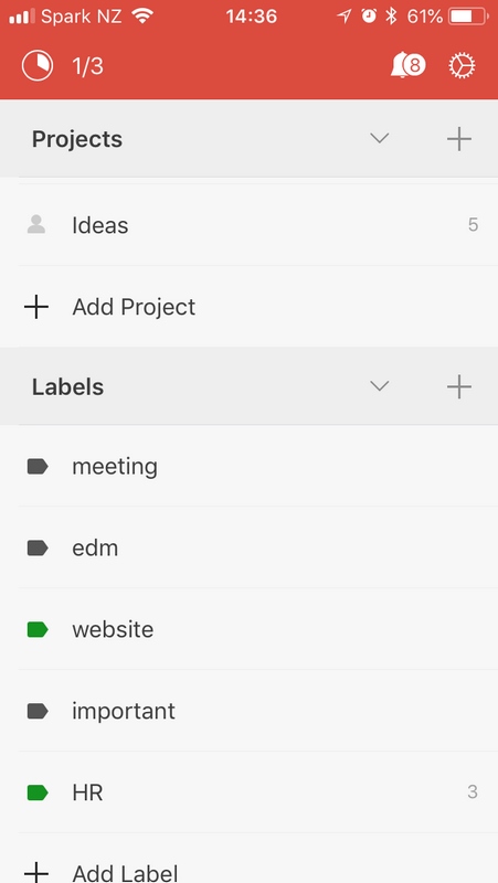 Todoist App Labels